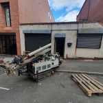 drilling rig gaining tight access for ground investigation