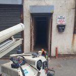 drilling rig gaining tight access for ground investigation